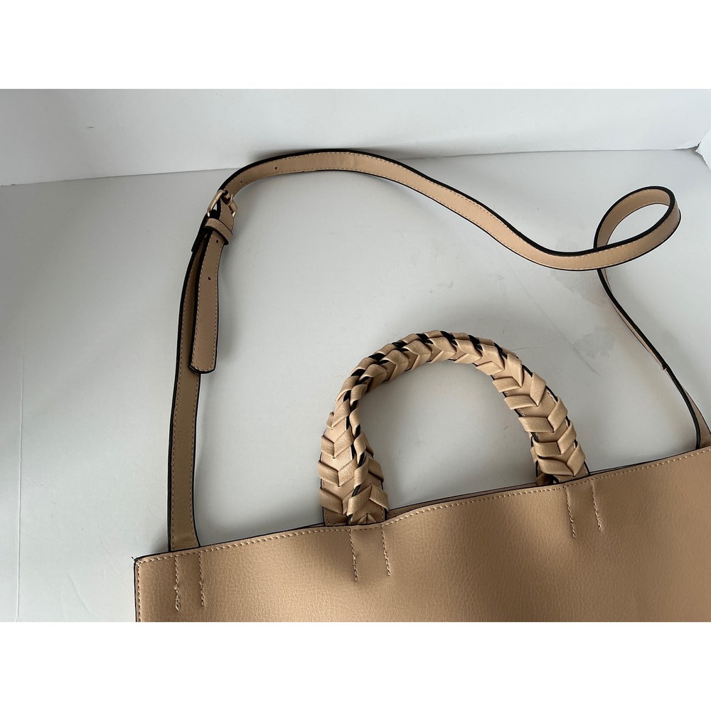 Jules Kae Tote Bag Braided Handle Pink Vegan Leather Large Crossbody Handbag - Picture 12 of 13